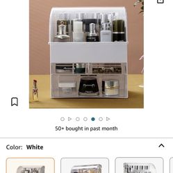 MOOCHI White Professional Large Cosmetic Makeup Organizer Dust Water Proof Cosmetics Storage Display Case with Drawers Portable For Brushes Lipsticks 