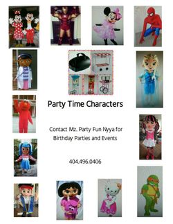Party Time Characters contact Nyya (contact info hidden)