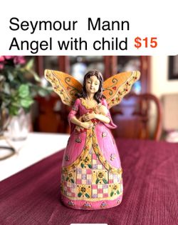 Vintage Seymour Mann Angel with child wood carved look . Great Christmas gift or decor