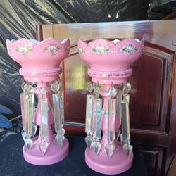 Antique Victorian Luster Lamp 