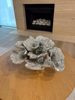 Large Silver Coral Sculpture – Modern Coastal Home Décor