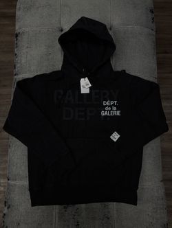 Gallery Dept Logo Print Black Cotton Jersey Hoodie 