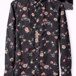 Banana Republic Luxe Poplin Floral Button-Up Shirt – Men’s Medium (Untucked Slim Fit)