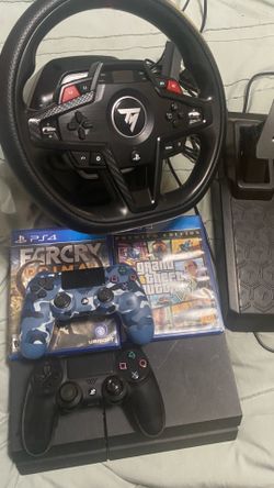 Ps4 2 controllers + Thrustmaster T248R, carbon fiber desk and ps4 account with a lot games