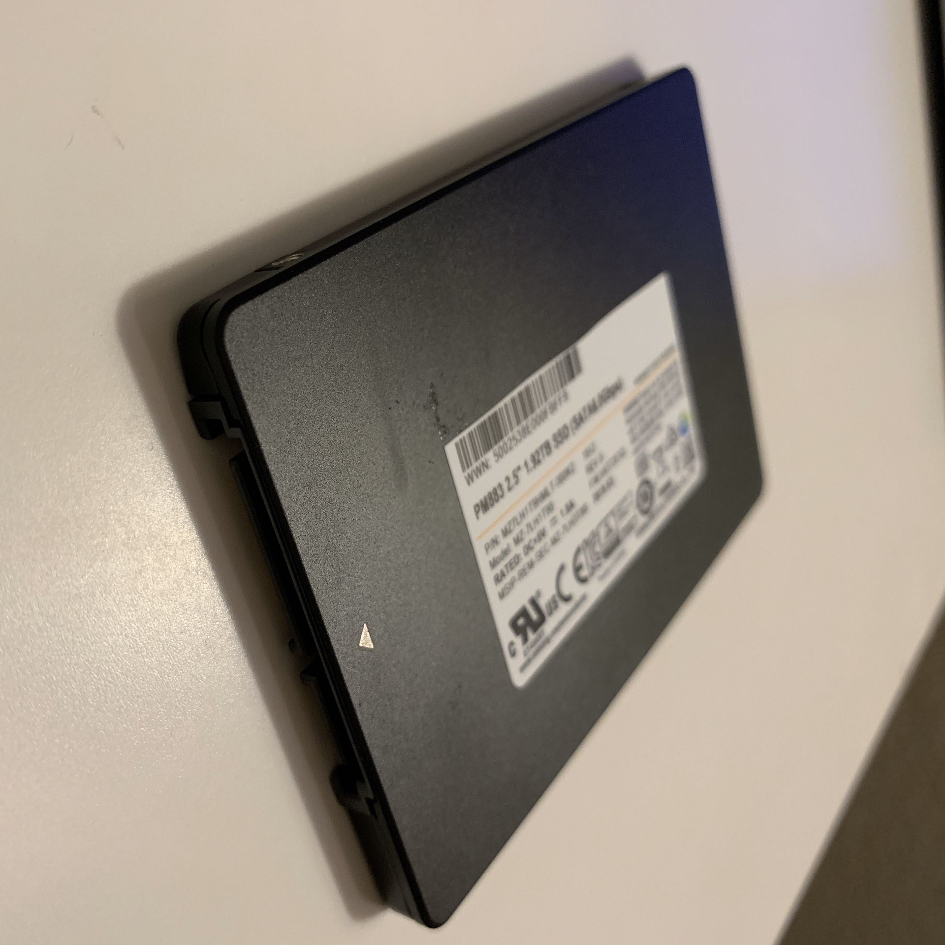 Samsung 1.92Tb SSD, slightly used, PM883, 2.5”