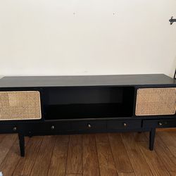 black & cane entry table/tv stand/media console