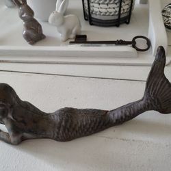 Vintage Cast Iron Mermaid Figurine
