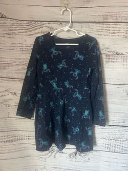 Disney Girls Navy Blue Stitch Print Long Sleeve Dress size 6/6x