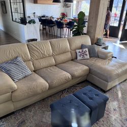 Cream L Shaped Couch Sofa With Chaise 