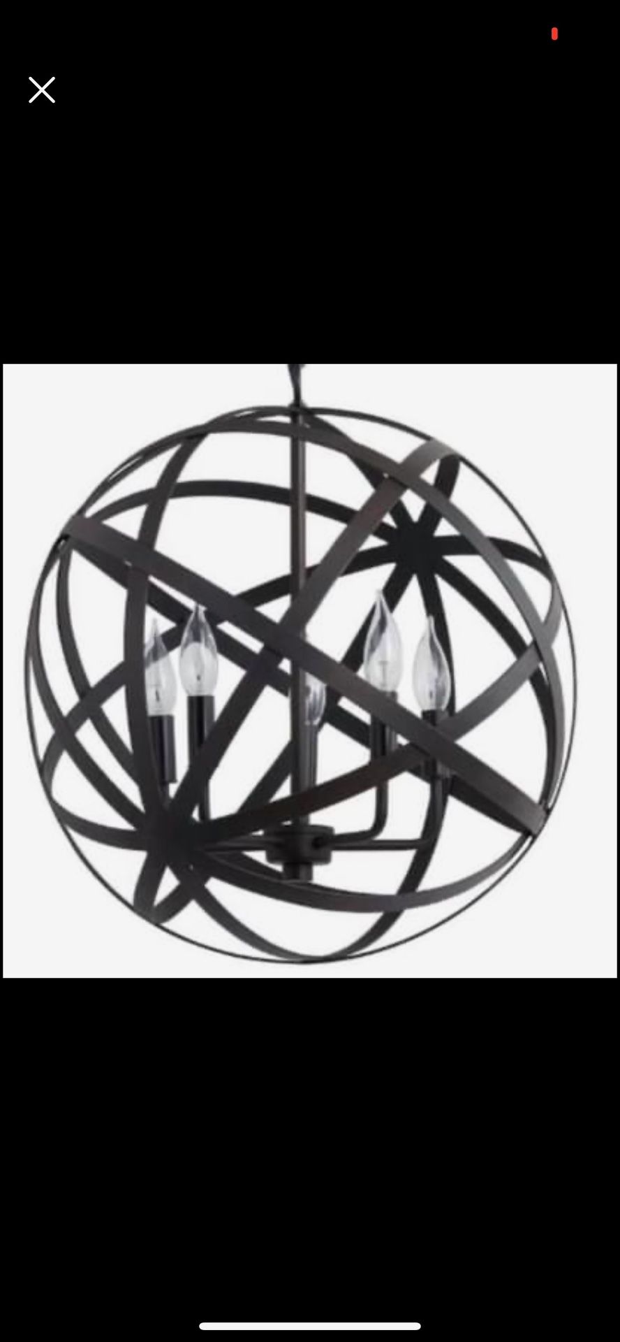 Aged Black Metal Orb 5 Light Chandelier Fixture