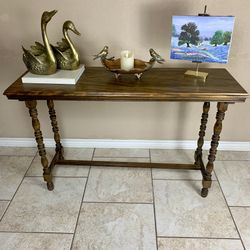 Vintage 1920s Jacobean Revival Console / Entry Way Table – Solid Wood (48” x 29.5”)