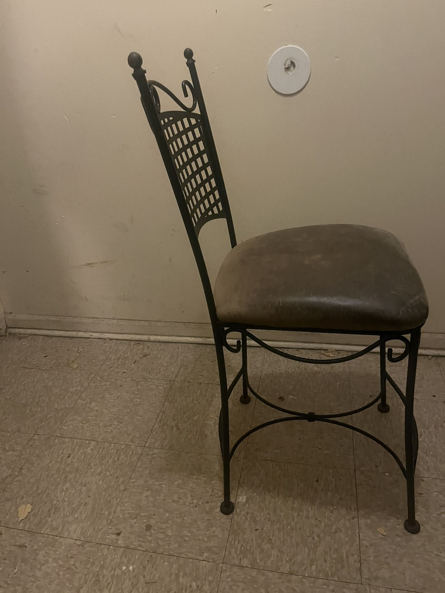 Three Black Cast Iron Kitchen Chairs