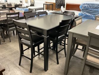 BRAND NEW Black Counter Height Dining Table with 6 Chairs
