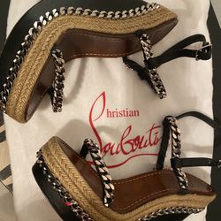 Authentic Christian Louboutin Wedges Sandals Size 7.5 Comes With Dust Bag