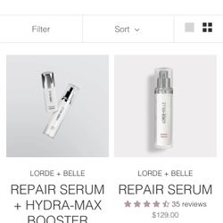 LORDE + BELLE REPAIR SERUM + HYDRA-MAX BOOSTER BUNDLE NEW. Original Price $188