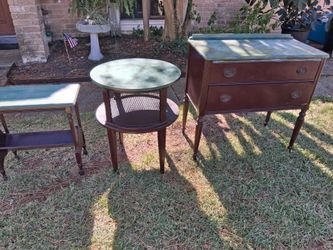 Vintage Wood Side Tables and Cabinet