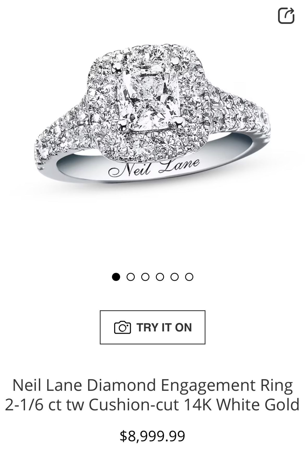 Neil Lane Engagement Ring (2 - 1/6ct tw Cushion - Cut 14K white gold)