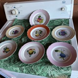 Set of Vintage Hand Painted Fuit Plates