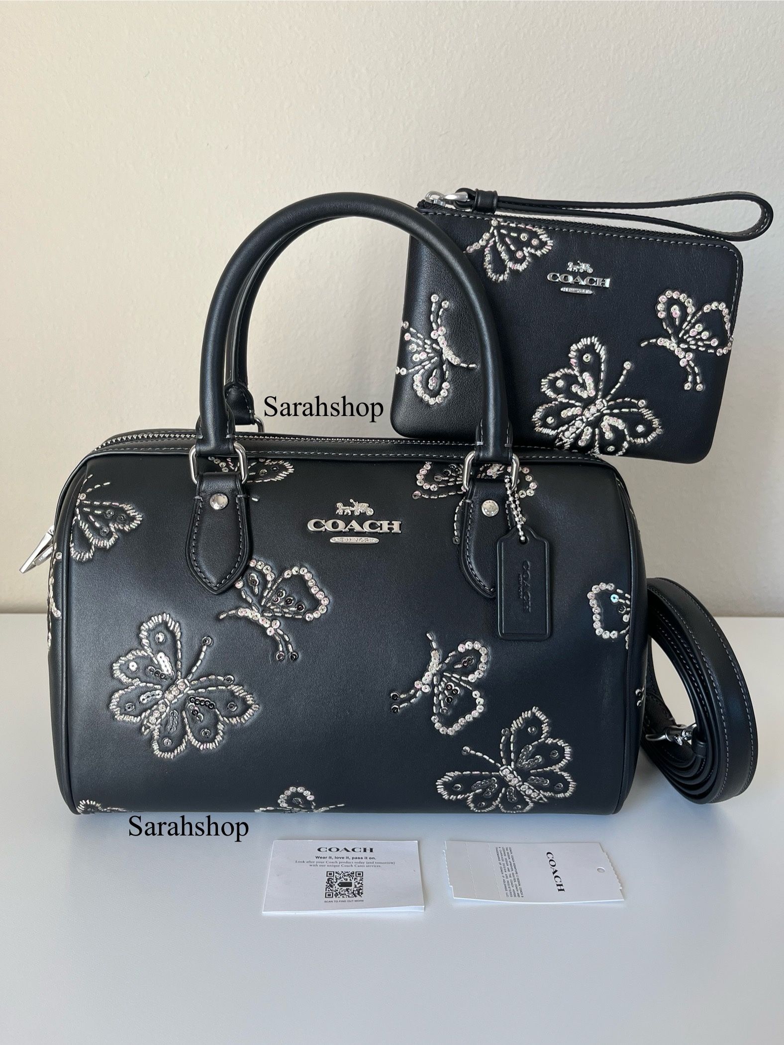 Coach Rowan Satchel Bag With Butterfly Print Set