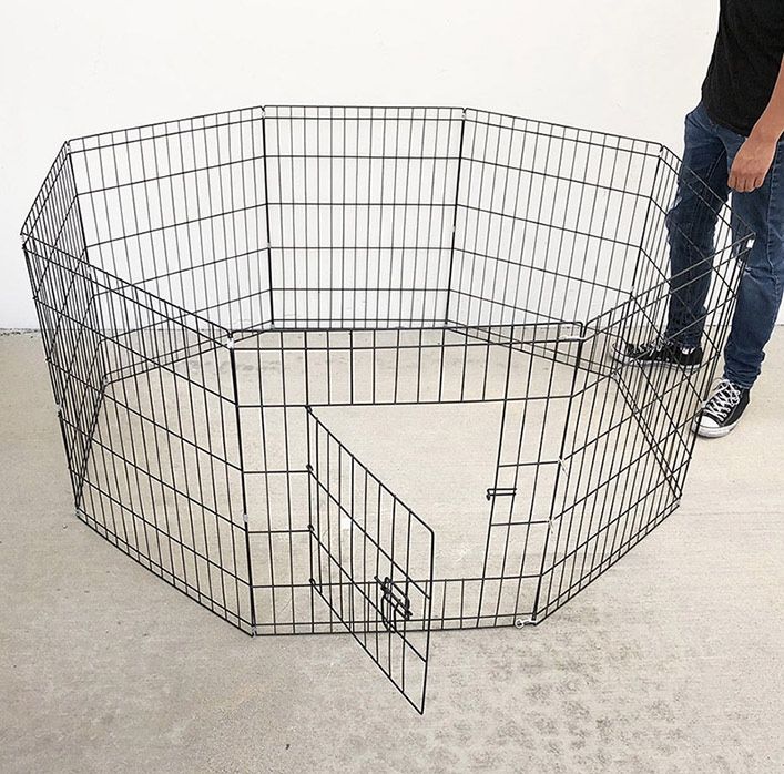 (NEW) $40 Foldable 30” Tall x 24” Wide x 8-Panel Pet Playpen Dog Crate Metal Fence Exercise Cage Play Pen