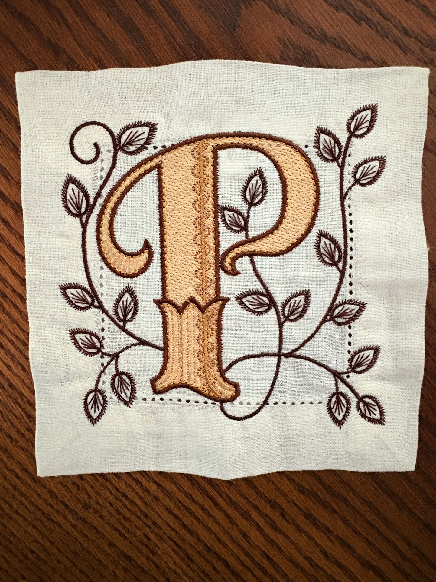 Embroidered Art / Linen Cocktail Napkin