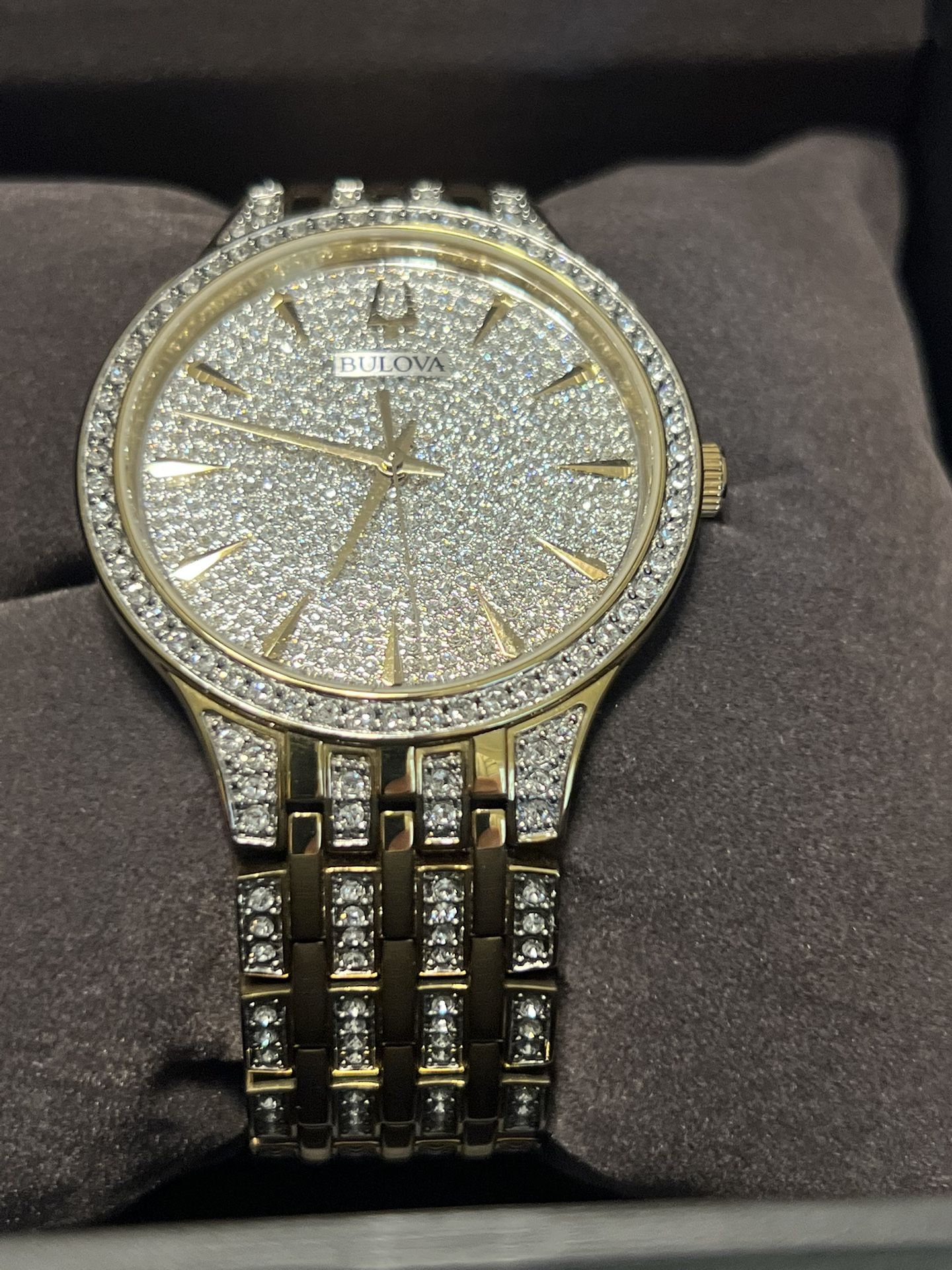 Bulova Paved Crystal Watch Brand New With Box
