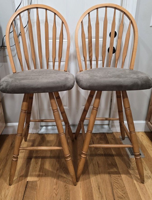 2 Canadel 360 Swivel Bar Stool Wood & Padded Seats (Orig. 600 each)