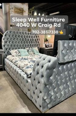 🌟Queen, King Light Up Fireplace TV Pop Up Bed Frame 💥 Furniture Sectionals Avail