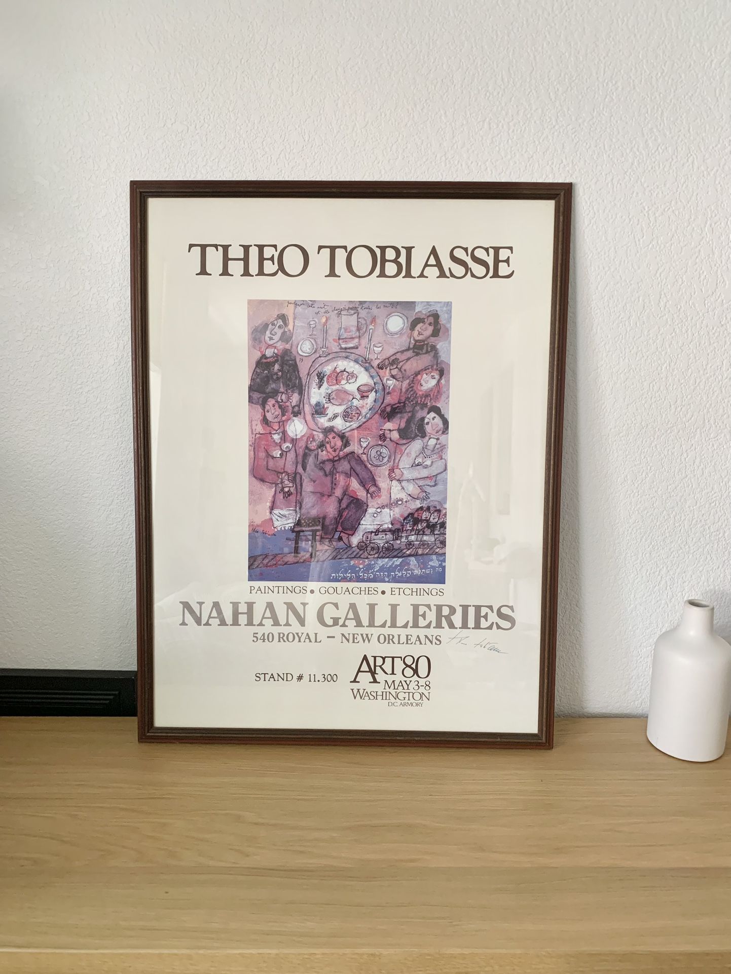 Signed Theo Tobiasse Art Exhibiton Lithograph Poster Art Expo Framed