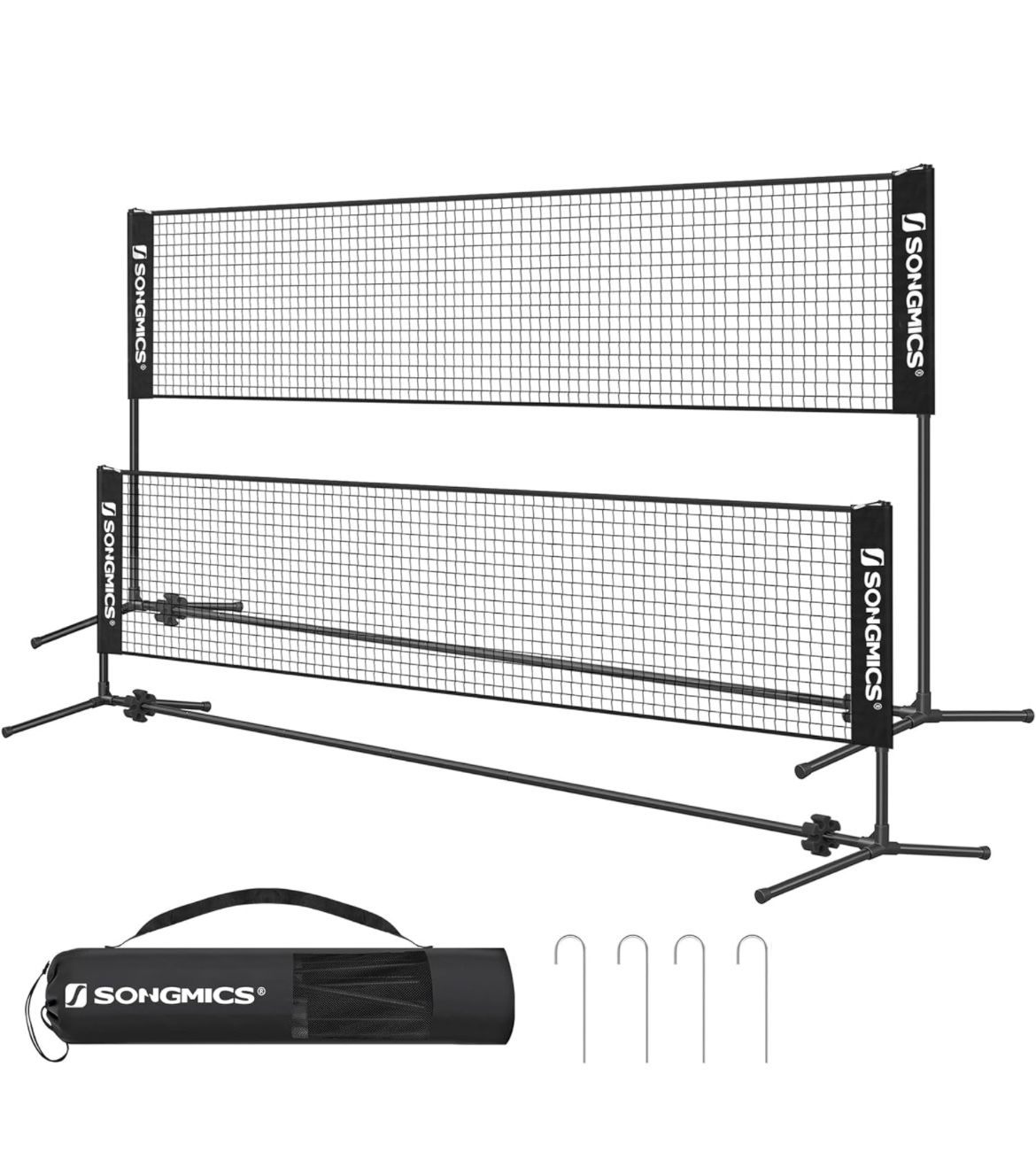 Badminton Net, Height Adjustable Volleyball Net, Pickleball Net for Junior Tennis, Kids, Indoor Outdoor Court, Foldable Nylon Net with Poles 10ft/13ft