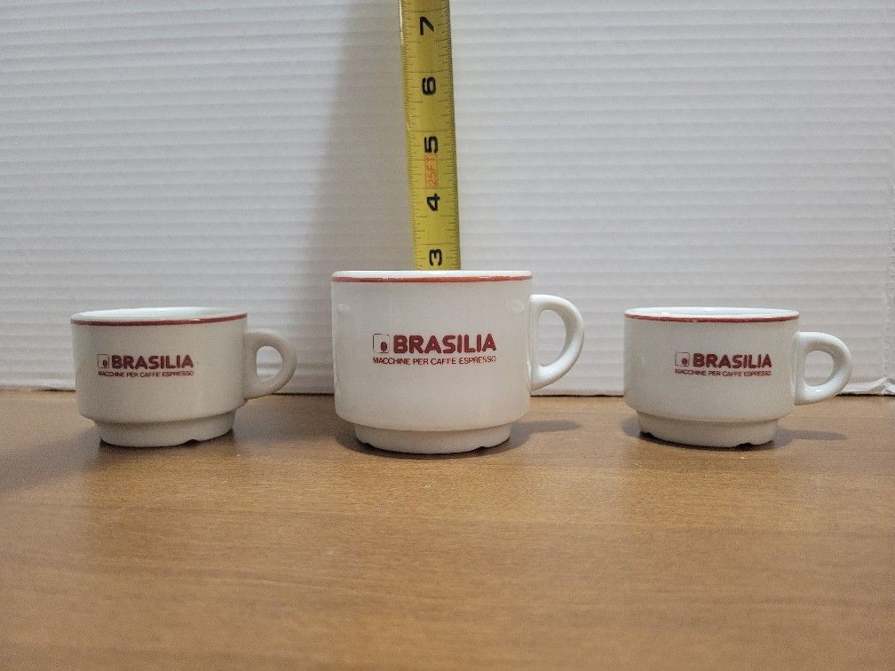 3 Vintage white porcelain espresso cup Brasilia Macchine Per Caffe Espresso
