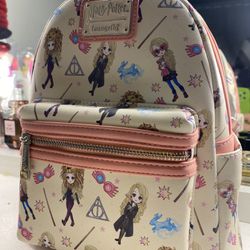 NWT LOUNGEFLY x HARRY POTTER Luna Lovegood  Mini Backpack in Pink & Cream