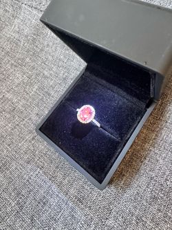 2CT Pink Oval Moissanite Ring S925 Sterling Silver Wedding Rings, Pass Tester, size 5,6,7,8