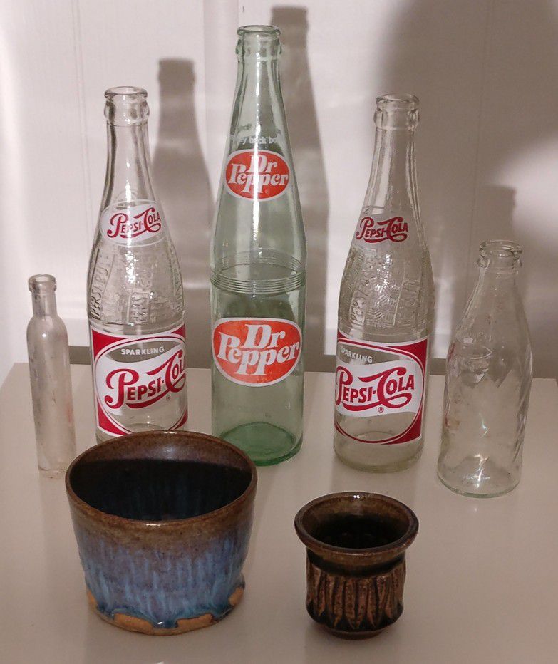 Assorted Vintage Bottles And Pottery