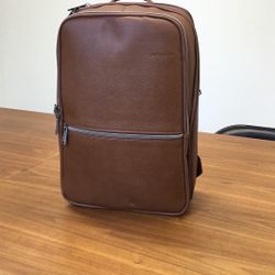 Samsonite  Leather Cognac Slim Backpack