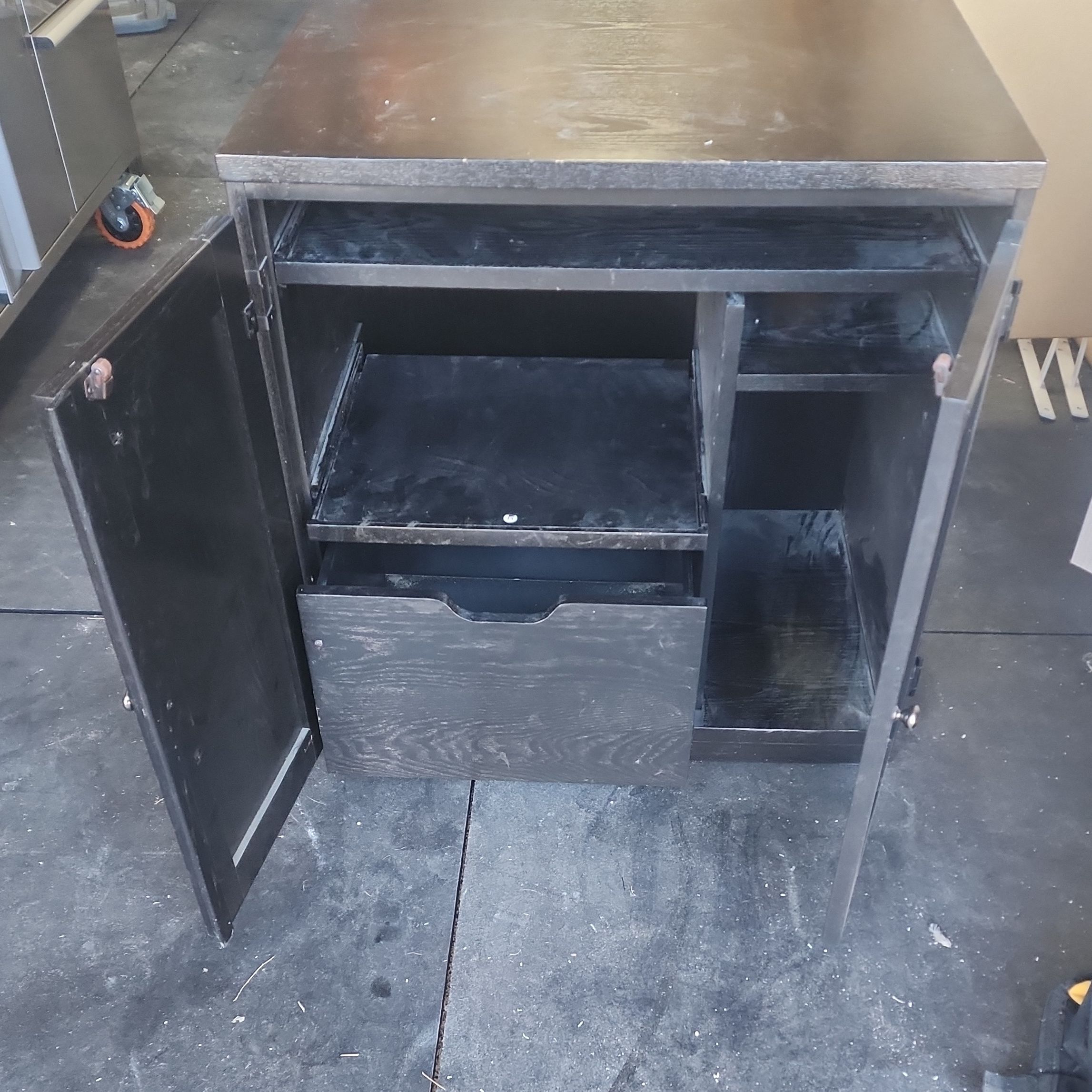 Black Storage Cabinet with Adjustable Shelf