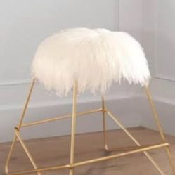 White sierra faux fur vanity stool