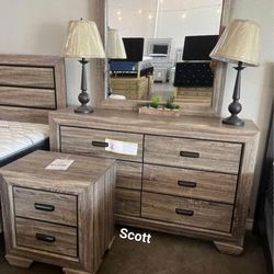 Farrow Grayish Brown Panel Bedroom Set 4 PIECE 