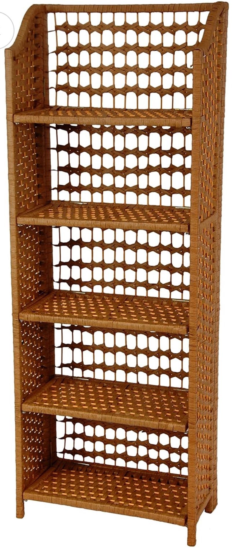 Natural Wicker Freestanding Shelves. Bookshelf.
