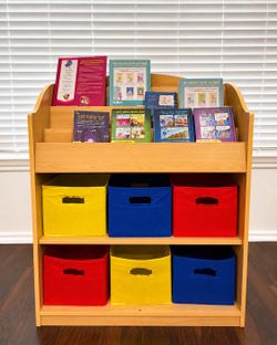 Kids Bookshelf / Book Display with Storage Bins