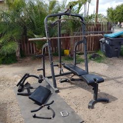 Squat Rack Bench Olympic Bar Pulley Attachments 