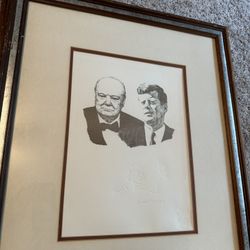 Lot 2 Winston Churchill FDR & JFK Lithograph Sarah Churchill Signed