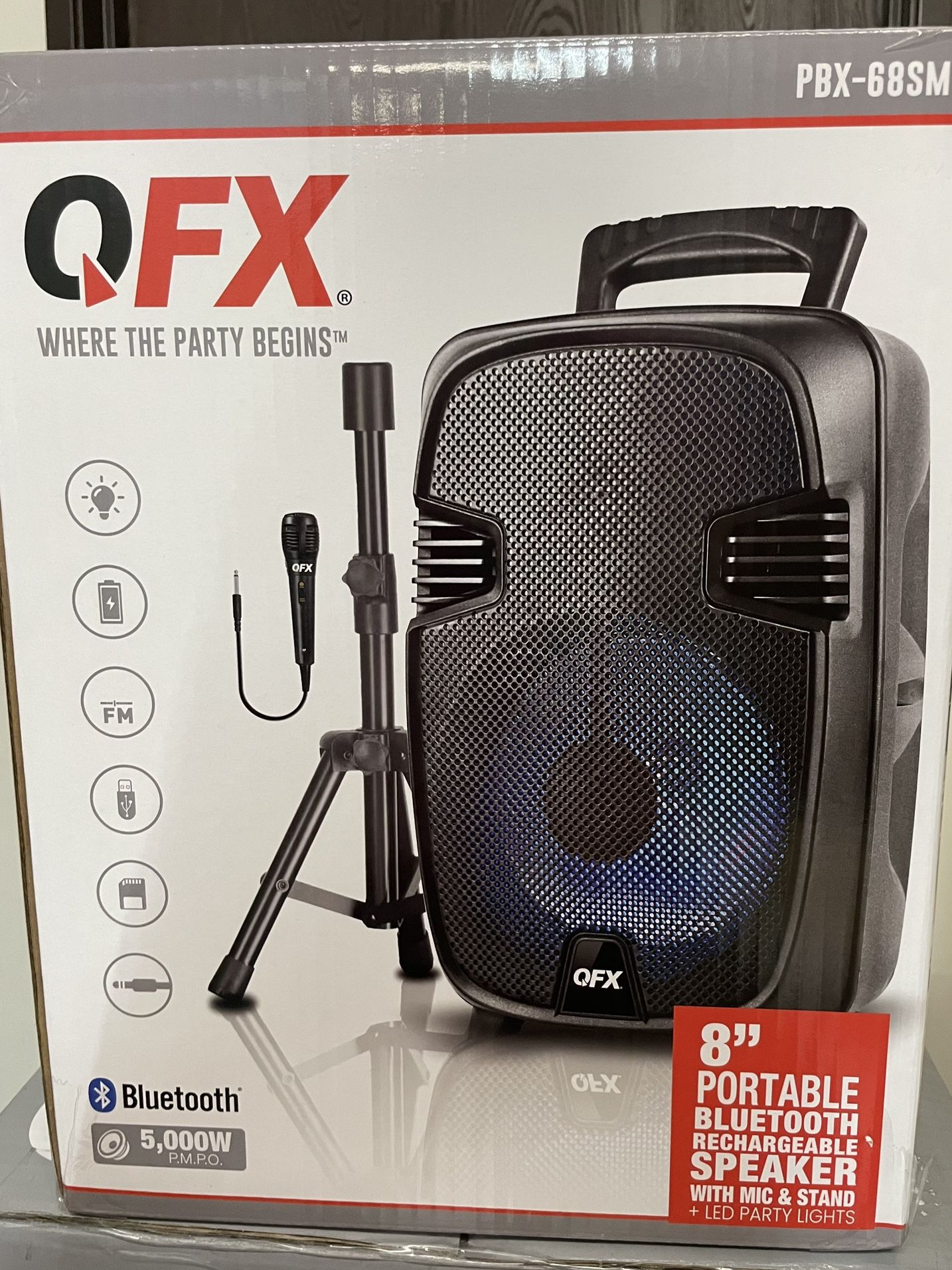 QFX 8” Bluetooth Recargable Speaker with Microphone and Stand 🎶🎤🎶🎶  