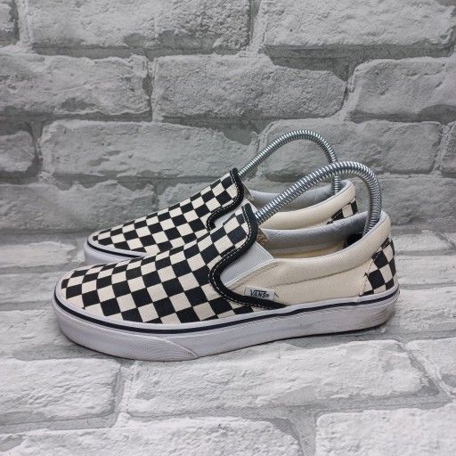 Vans Mens Slip On Checkerboard Shoes Women Size 7.5 Sneakers White Black