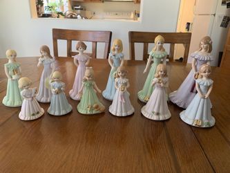 Vintage Enesco Growing Up Birthday Girls Figurines
