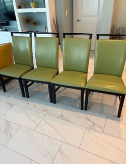 Like New. Set of 4 Green Dining Chairs