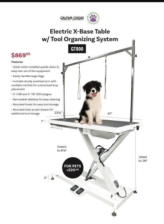 Dura dog grooming sales table