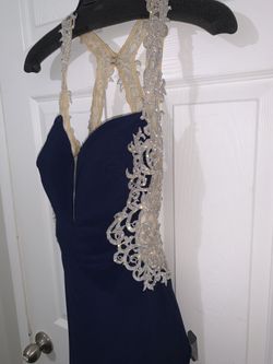 PROM DRESS Navy Blue/Cream/Size 0