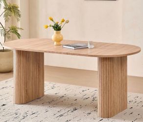 Oval Fluted Pedestal Dining Table in Light Oak