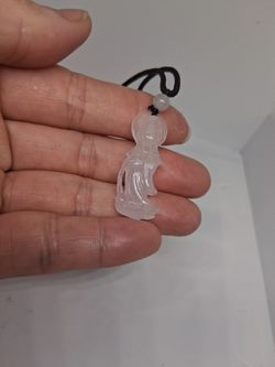 Wjitw Icy Genuine Jade Jadeist Burma Stabding Guanyin Pdnt Rope Size 1.85x0.5"